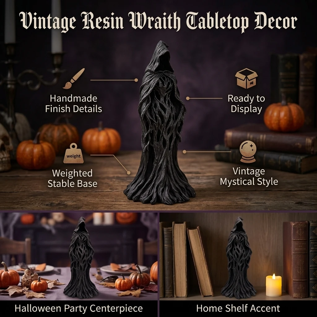 1pc Witch Figurine High-Quality Resin for Halloween Party Decor Vintage Mystical Tabletop Ornament Home Indoor Display