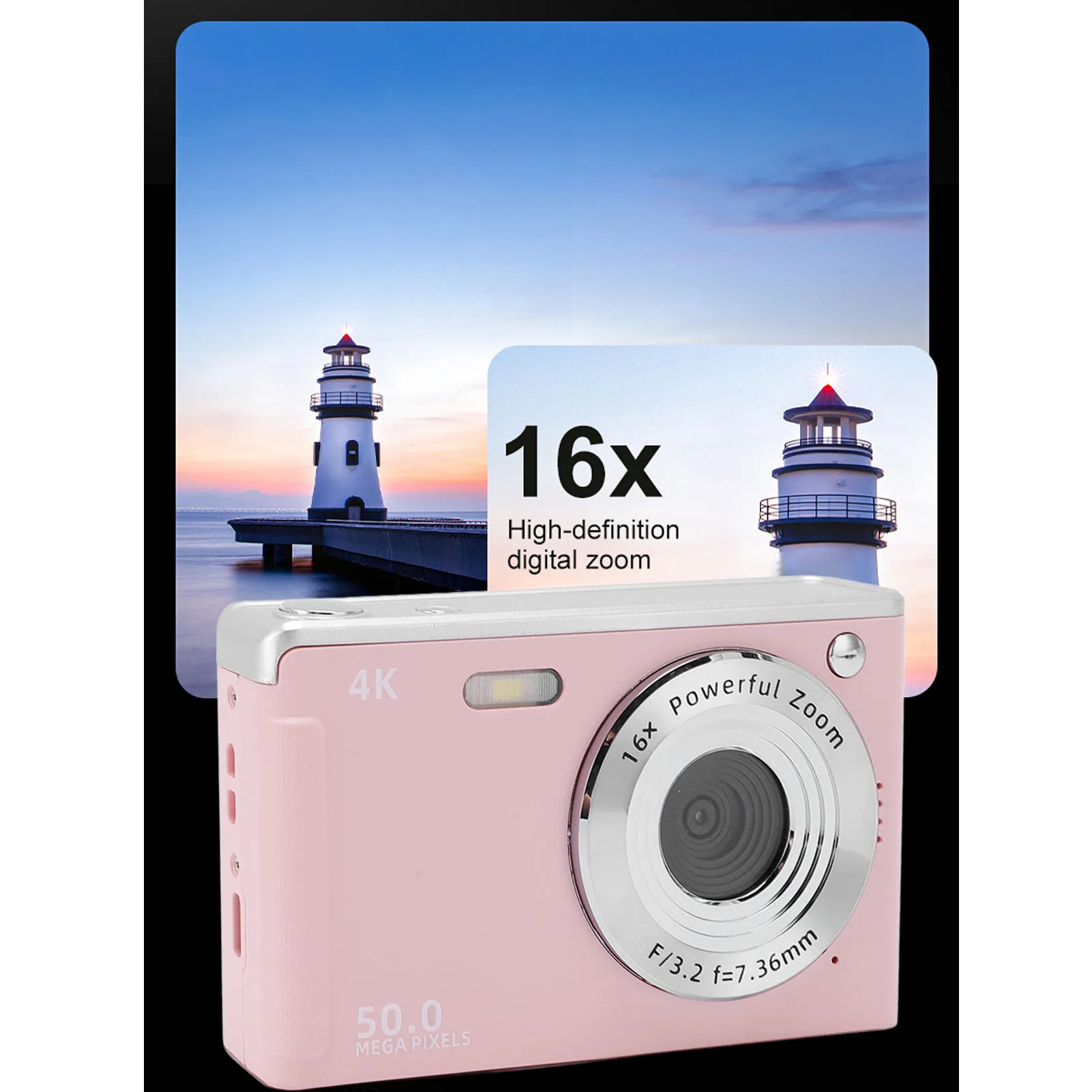 كاميرا رقمية محمولة كاميرا رقمية مضادة للاهتزاز ملء الضوء 2.8 بوصة شاشة AF ضبط تلقائي للصورة 700MAH 4K 50MP للصورة #4