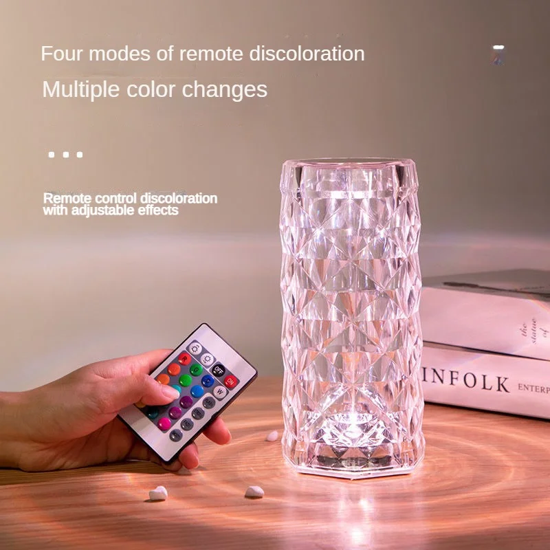 Crystal Lamp Touch Table Bedside Lamps Light Fixture 16 Colors LED Atmosphere Room Decor Christmas Room Decoration Home Lights