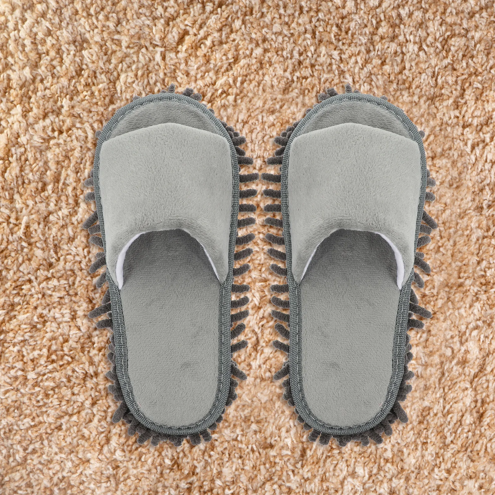 

2Pairs Household Mop Slippers Chenille Material Reusable Mop Socks Shoes Covers Floor Cleaning Tool for Home Office