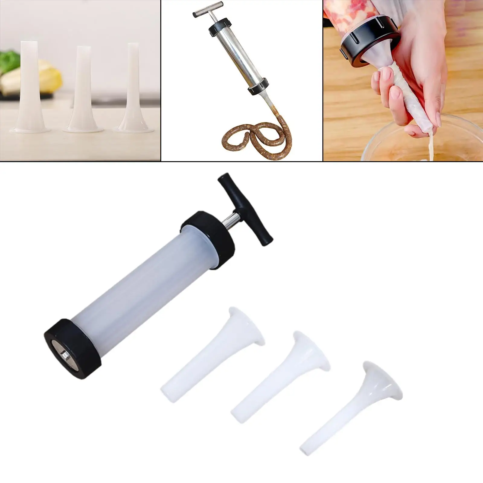 Hand Operated Stuffer Meat Filling Machine Meat Stuffer Filler , white