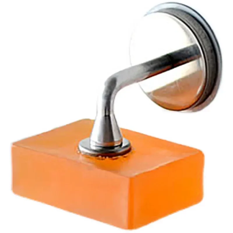 Stainless Steel Magnetic Soap Holder Non Punching Suction Cup Rack for Toilet Bathroom