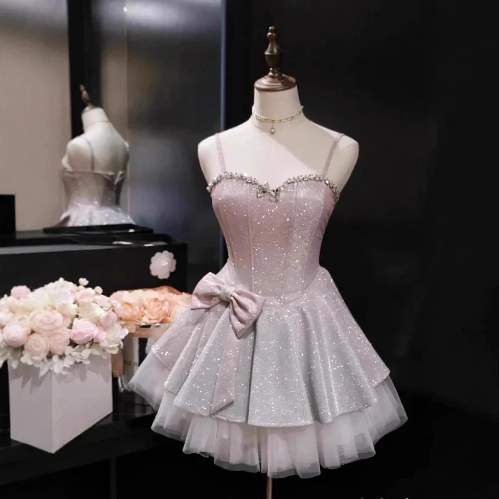 

Luxury Evening Dress Fluffy Short Skirt Short Birthday Sequins Dress