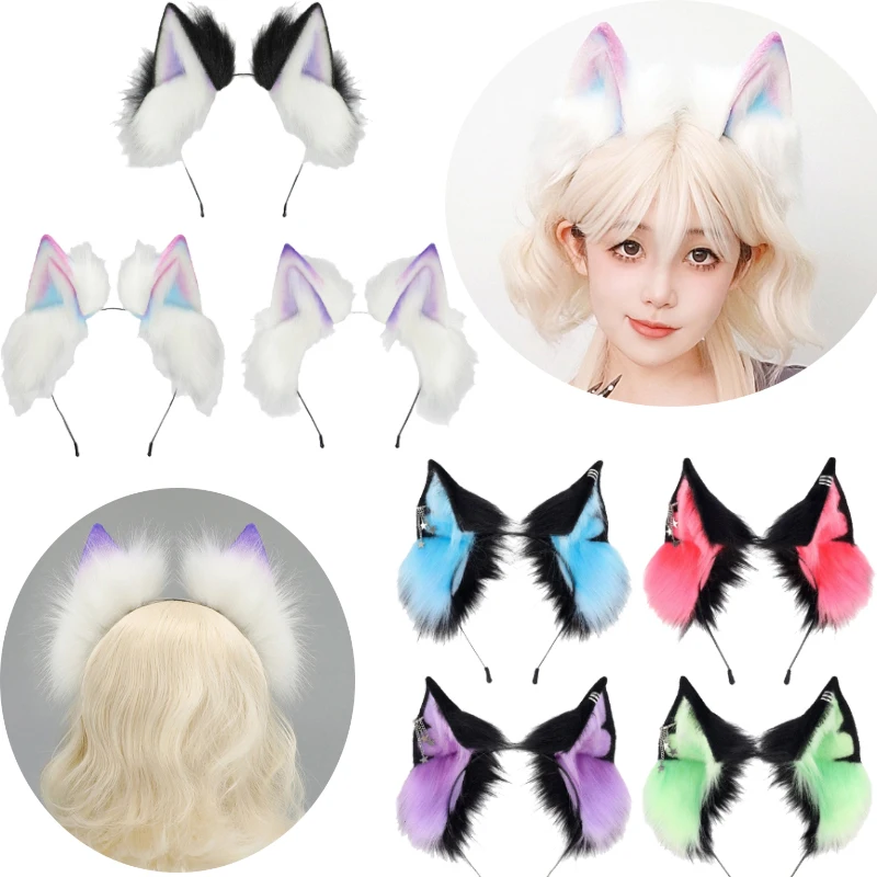 

Anime Themed Plush Cats Ear Headbands With Modern Gradients Colors Adjustable For Costumes Halloween Daily Fashion Wear