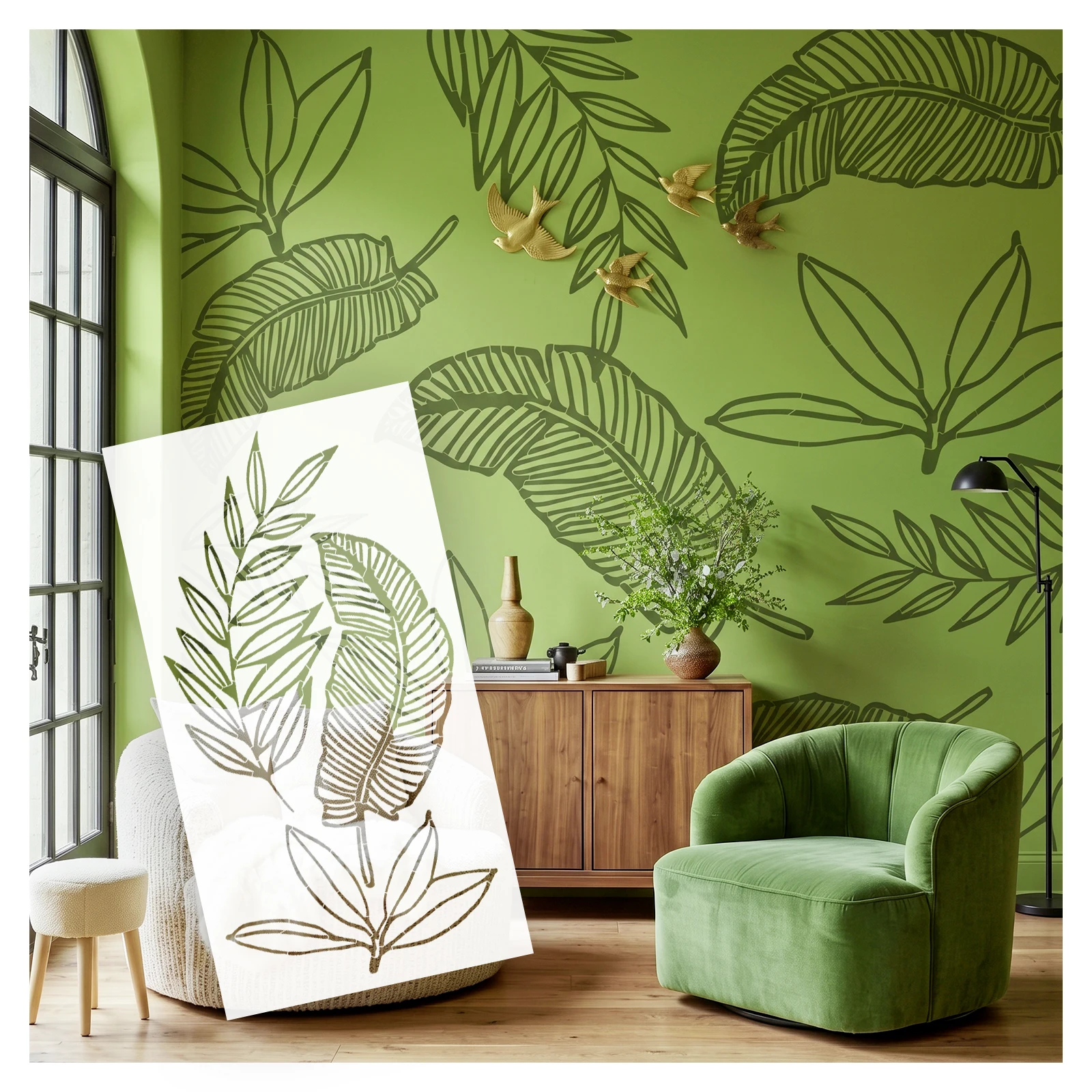 Large Size Stencils for Walls 58cm - 97cm DIY Reusable Templates for Painting  Home Decor Tropical Palm Tree Leaf Line Art