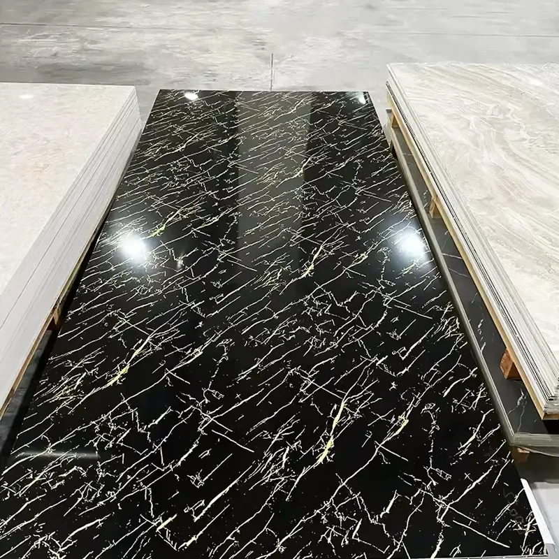 High Glossy Stone Plastic Composite SPC Marble Wall Panel Board Flexible PVC Materials UV Marble Sheet 7.10