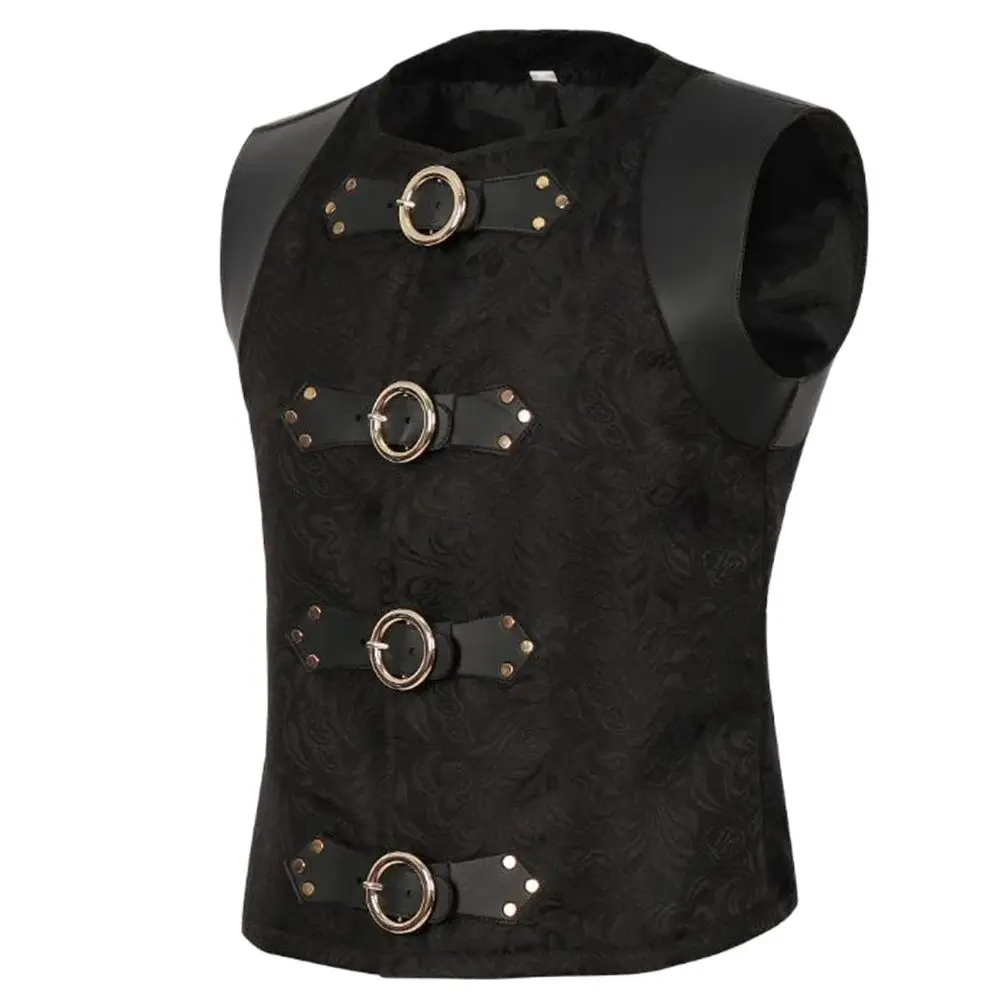 Heren Pak Gilet Homme Zwarte Riem Gesp & Veters Mouwloos Vest Vest Victorian Gothic Vintage Korset Vest Steampunk Vest