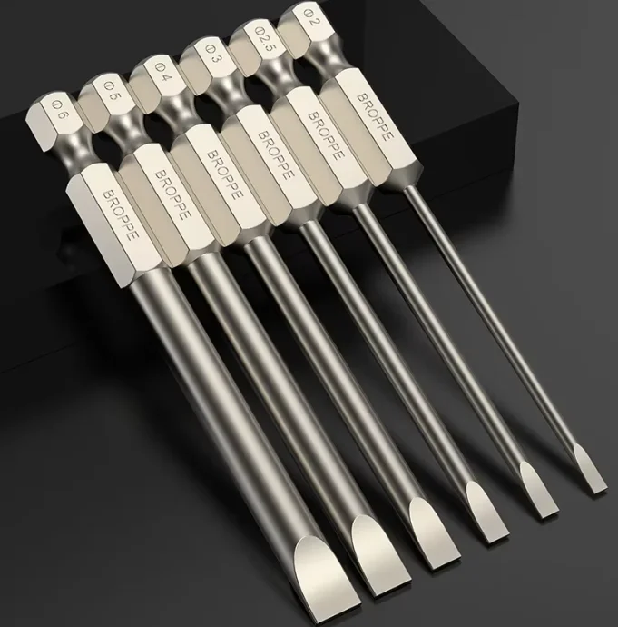 4/6PCS Flat Head Screwdriver Bit Set with Magnetic Tip S2 Steel 1/4 Inch Shank Quick Change Electric Driver Tool Slotted Screwdr