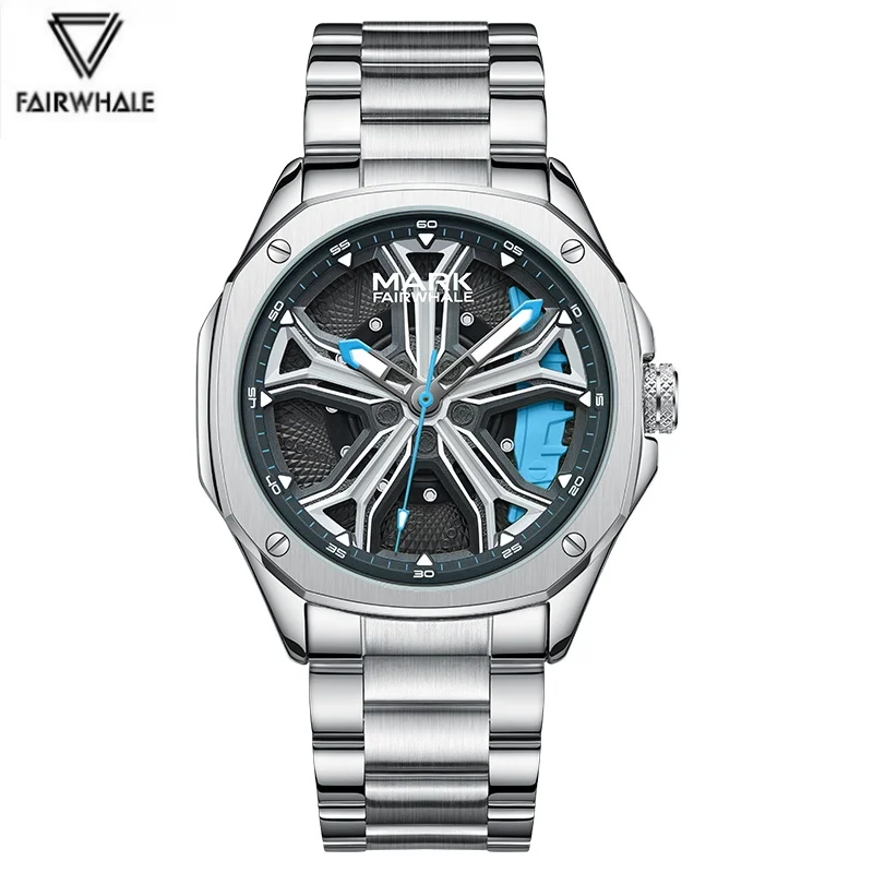 

Mark Fairwhale 5060, модные кварцевые часы, мужские креативные часы с вращающимся колесом, светящиеся водонепроницаемые повседневные спортивные часы для мужчин