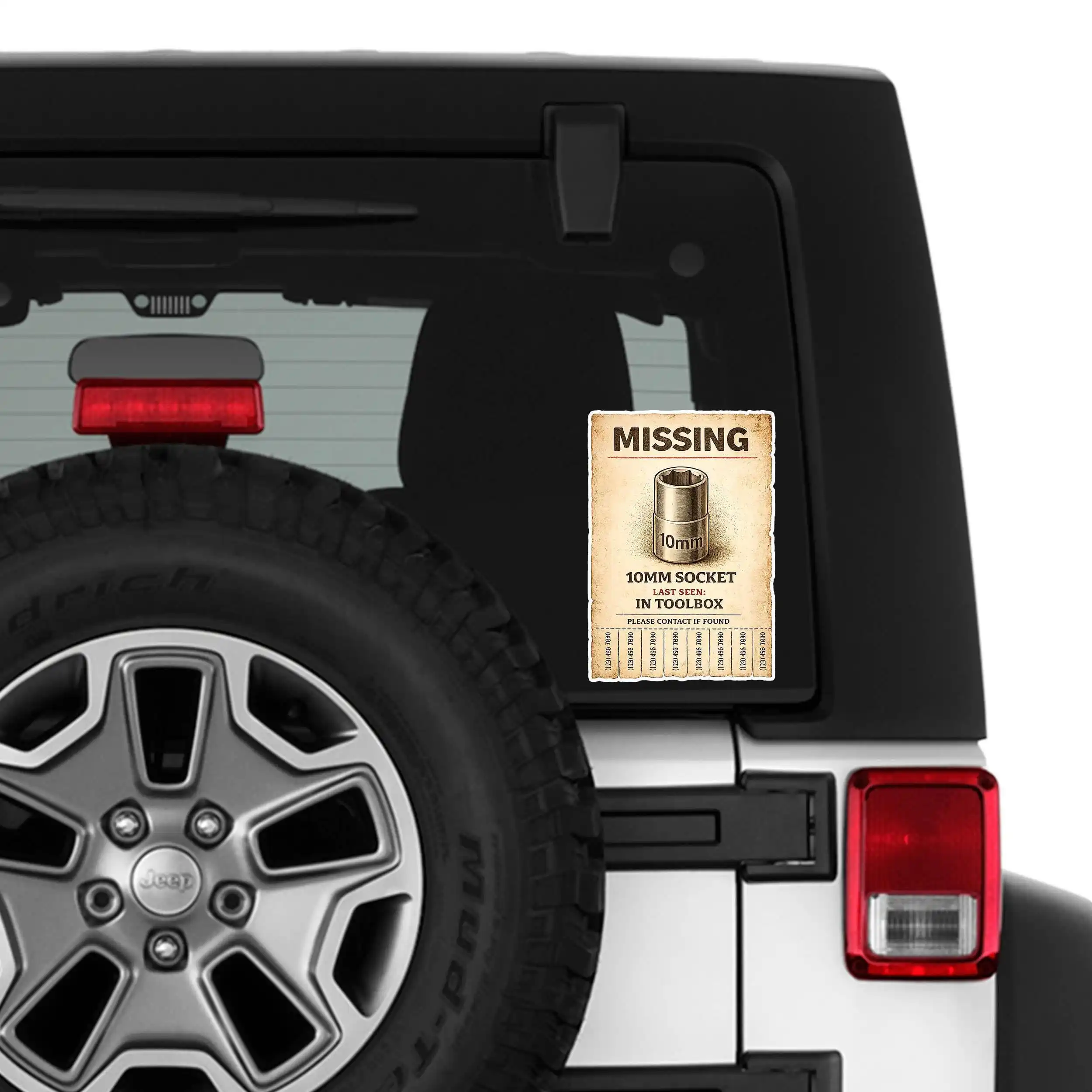 Missing 10mm Socket Mechanic Humor Vinyl Car Sticker Waterproof Decal for Truck Window and Toolbox Decorative Graphic