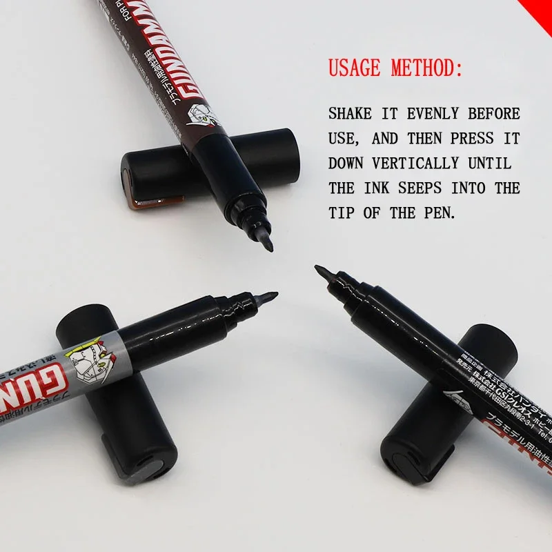 Imagem -05 - Pen Marker Permeating Pen Oily Paint Pen para Plastic Model Kit Preto Cinza e Marrom Gm300 Gm301 Gm302 Gm303 Mr.hobby-eraser