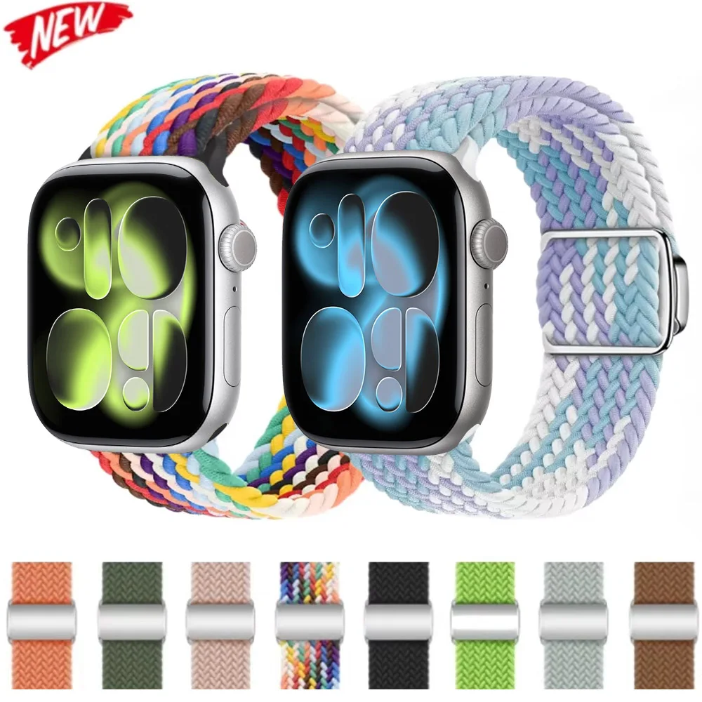 Нейлоновый плетеный ремешок с петлей для Apple Watch Ultra 2 49 мм 10 9 8 7 46 мм 45 мм 41 мм Магнитный браслет IWatch 6 5 4 3 SE 44 мм 40 мм 42 мм