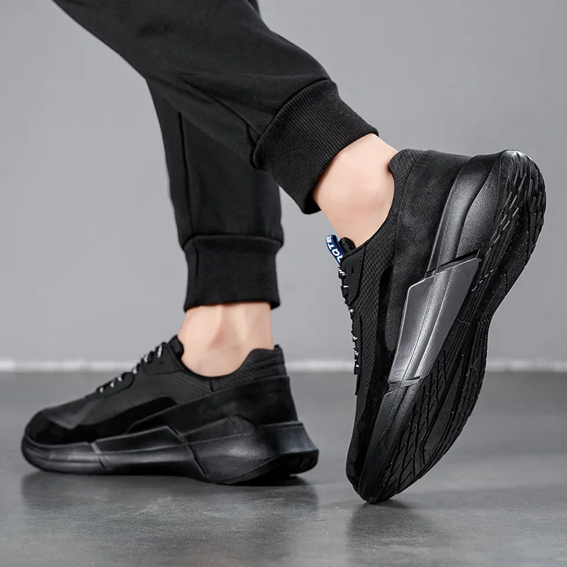 

Повседневная спортивная обувь для мужчин. Осенние кожаные удобные кроссовки большого размера на плоском каблуке с неглубоким носком и толстой подошвой.
