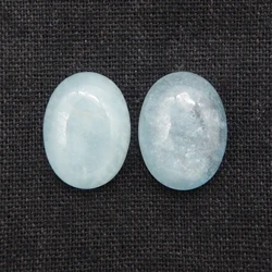 2PCS Natural Blue Aquamarine Stone Oval Cabochon Lot, Gemstone Flackback Cabochon, Loose Gemstone for Jewelry Making