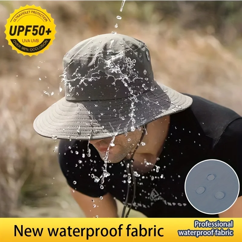 Waterproof Fisherman Hat Outdoor Summer Sun Anti UV Protection Breathable Mesh Camping Hiking Mountaineering Caps Mens Women