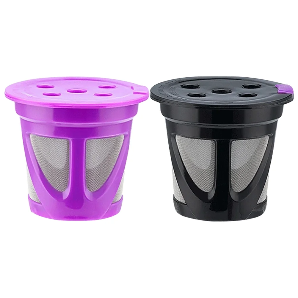 

2 Pcs with Cover Coffee Capsule Machines Reusable Capsules Stainless Steel Strainer Lid Cup