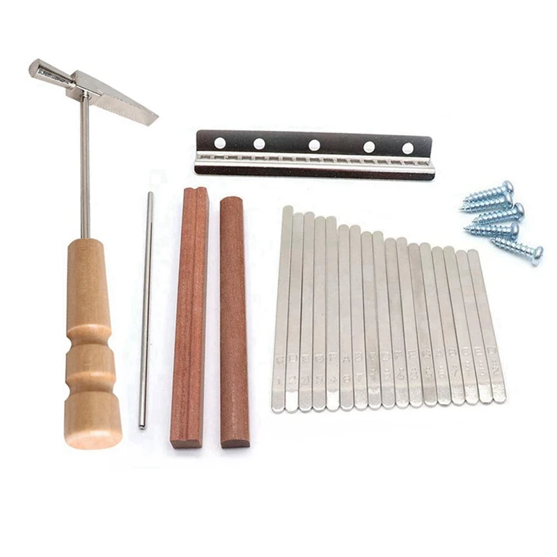 6X 17Keys Kalimba DIY Kit Thum Piano Replacement Parts With Keys Bridge Tuning Hammer Kit Kalimba Accessories