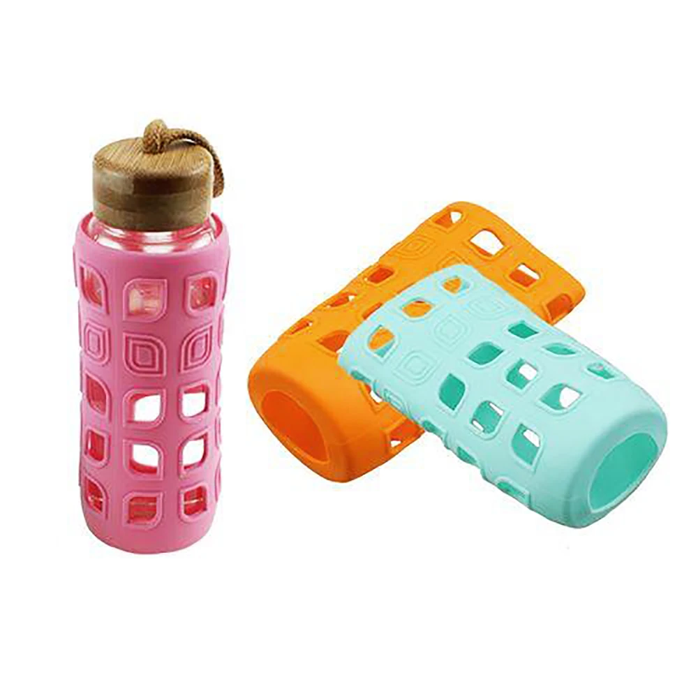 1Pcs 6.5CM 7 Colors Silicone Water Bottle Cover, Anti Scalding Cup Cover, Hollow Silicone Glass Bottle Protective Cover