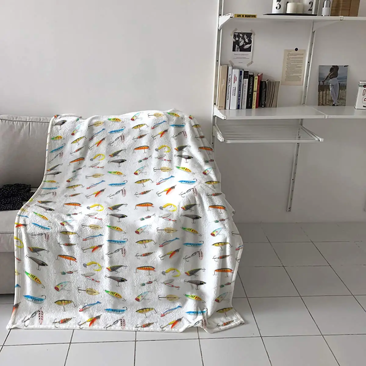 Fishing Pattern Soft Blanket Fishing Enthusiast Blanket Sports Fish of North America Funny Throw Blankets Unique Fisherman Gifts