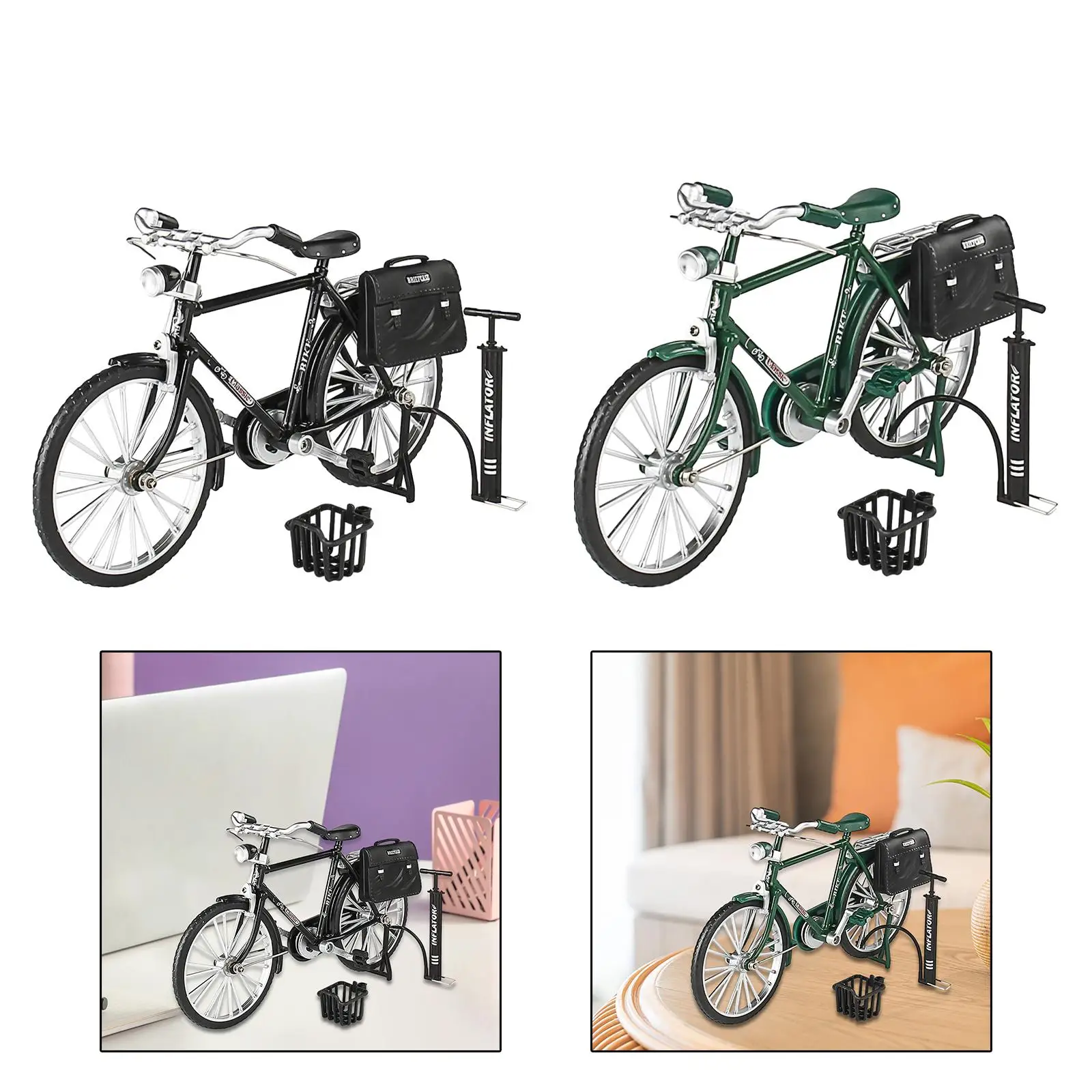 1:10 Bike Model Collections Vehicle Handicraft Vintage Bicycle Model Ornament for Club Indoor Desktop Teaching Decoration