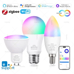 EWelink E27 E14 GU10 Bulb WiFi Zigbee, Dimmable Light LED lamps 3000-6500k RGB,LED Bulbs,Candle Lamp Spot Light Voice With Alexa