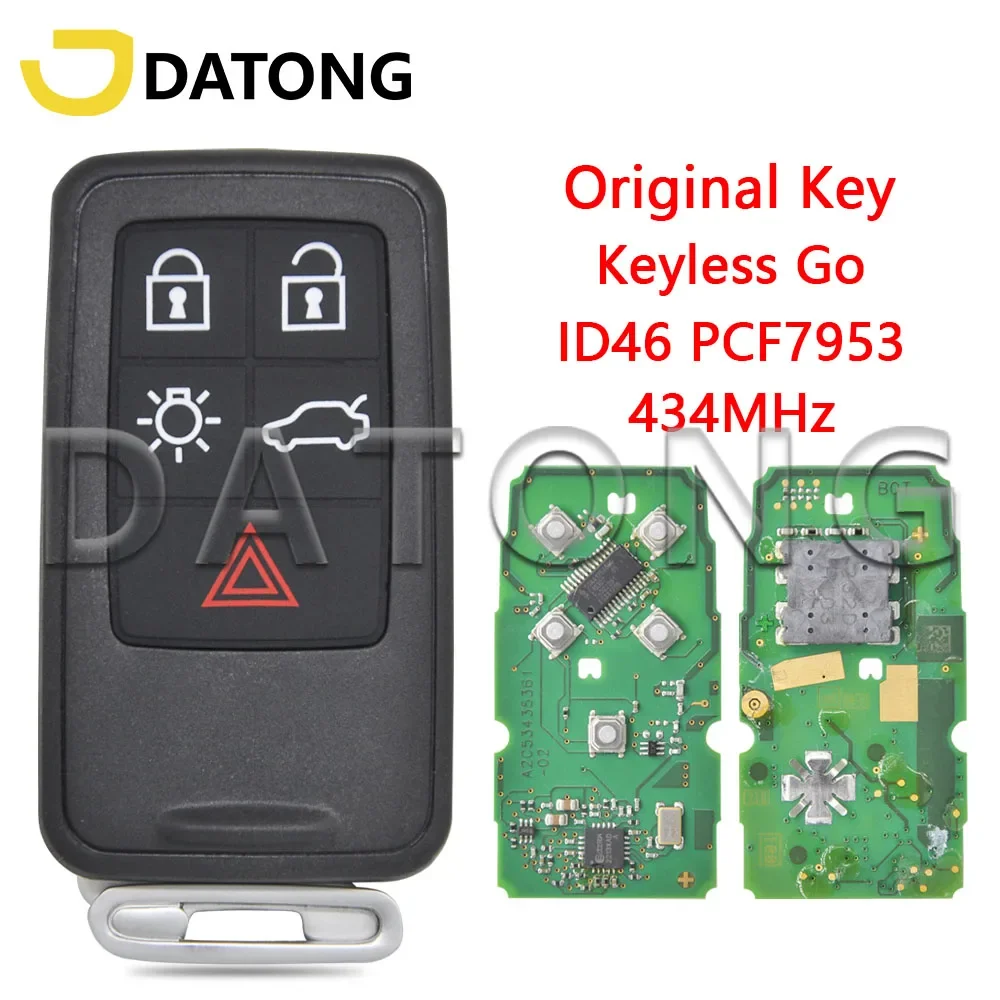 

Datong World Car Remote Control Key For Volvo S60 S60L S80 XC60 XC70 V40 V60 ID46 PCF7953 434MHz Original Keyless Go Smart Card