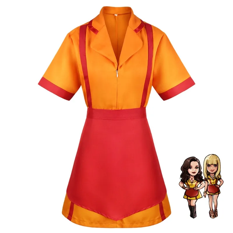

Anime 2 Broke Girls Cosplay Costume Apron Dress Maid Uniform Role Play Outfits Halloween Party Carnival Comic Con Adult Women