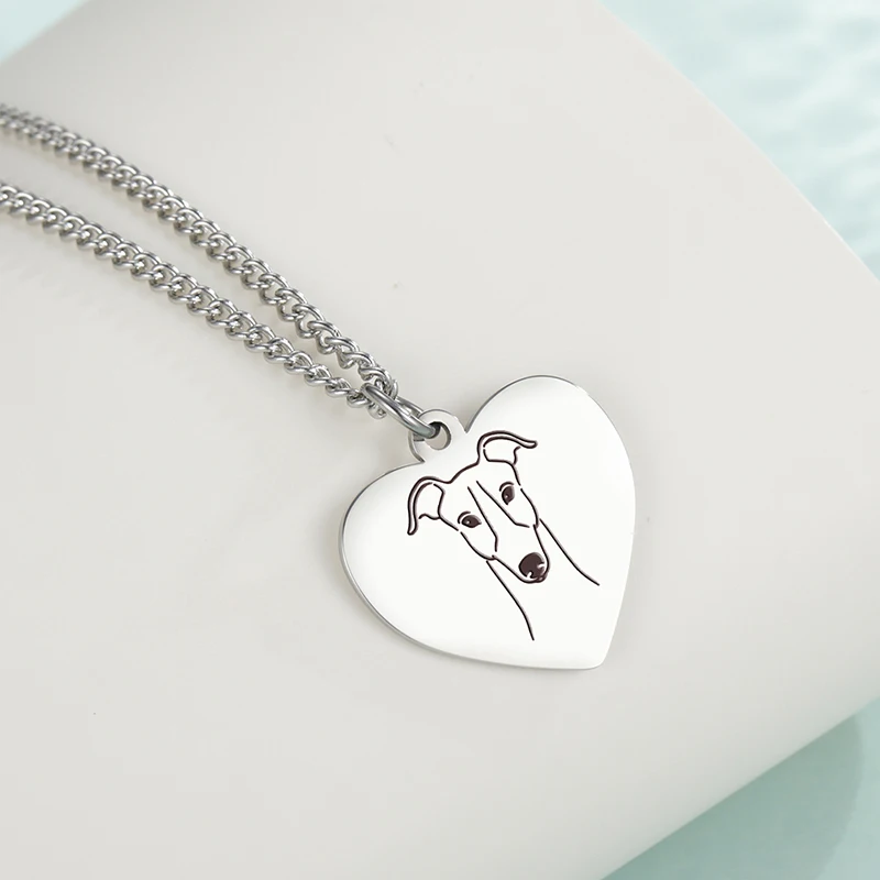 Dreamtimes Pet Dog Pendant Necklace Cute Schnauzer Hound Stainless Steel Animal Necklaces For Women Men Jewelry Accessories Gift