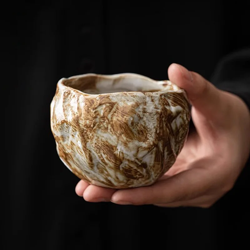 

Japanese Shino Yaki Large Tea Bowl Cream Glaze Handmade Ceramic Master Cup Crystalline Glaze for Matcha Tea Ceremony