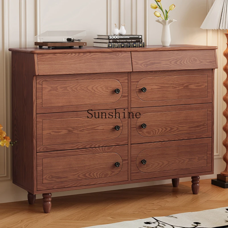 

French retro solid wood home entrance integrated shoe cabinet against the wall