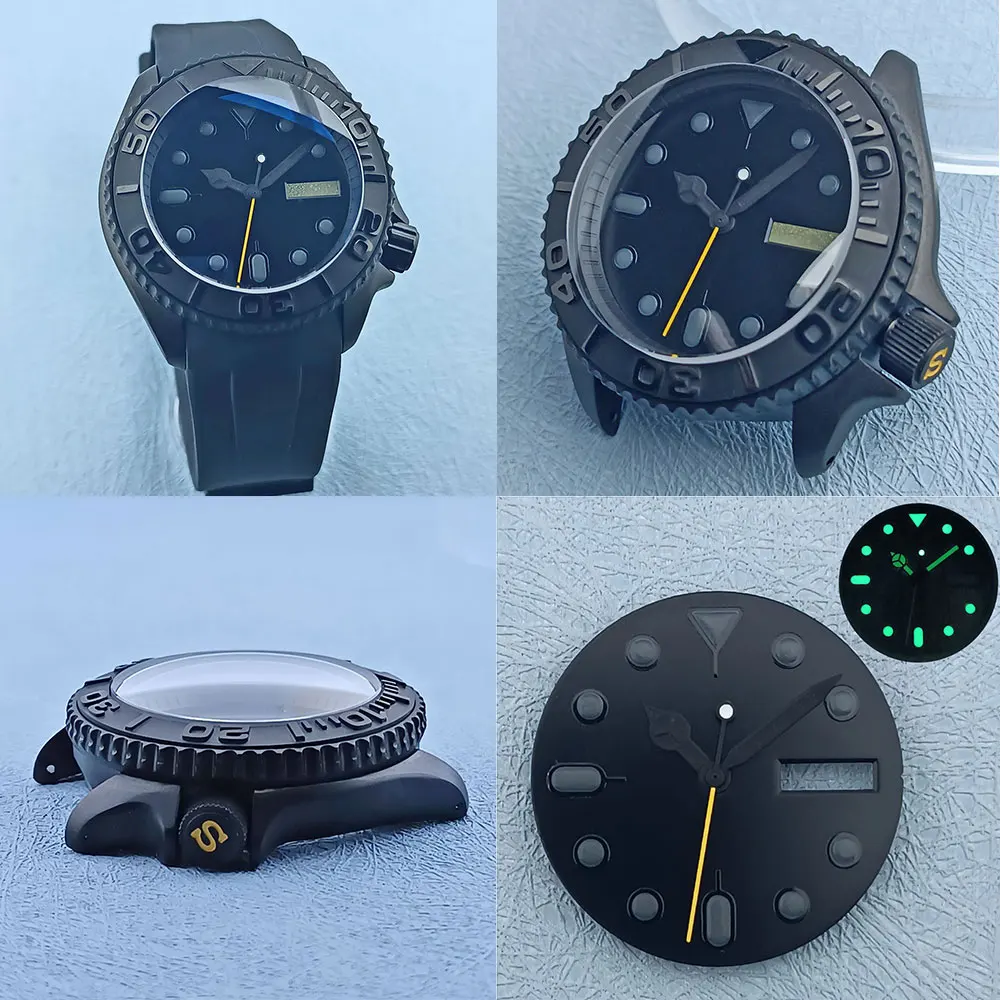 41mm case fit NH series 35 36 movement Waterproof 316L stainless steel sapphire convex glass matte black luminous dial