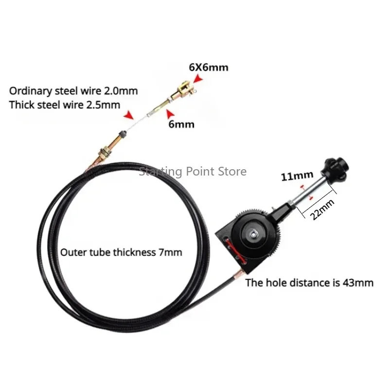 Thick Automobile Agricultural Vehicle Excavator Hand Throttle Assembly Pull Wire Manual Controller