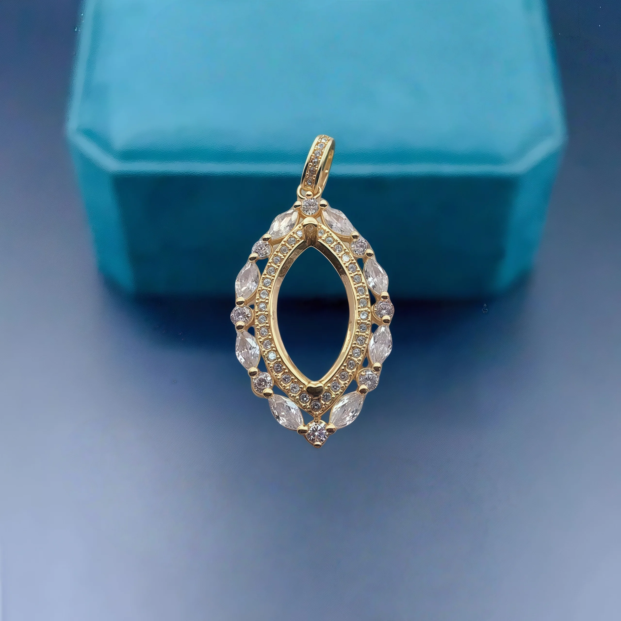 

DIY Pendant Empty Holder S925 Sterling Silver Setting 10*18mmHorse Eeye Shape Stone Fine Luxury Zircon Wedding Jewelry for Woman