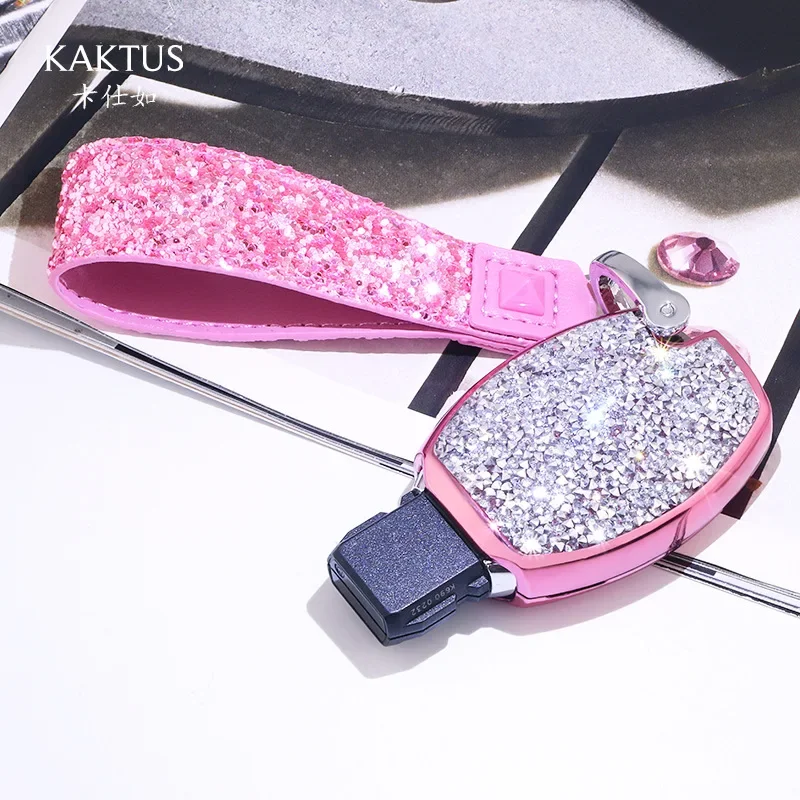 2024 Fashion Diamond Crystal Women Car Key Bag Full Cover Protection for Mercedes Benz Car Accessories Keychain Key Purse Wallet