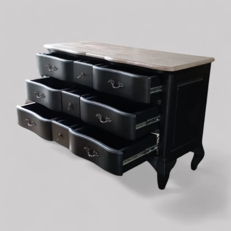 

Antique country dresser solid mahogany wardrobe 9 curved drawers