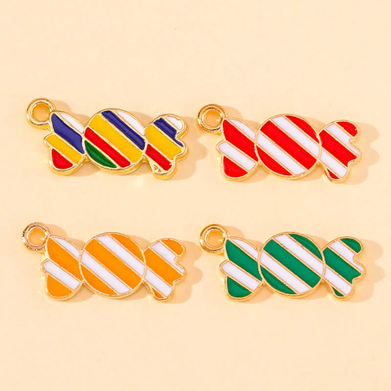 20 pcs/lot Fashion Gold Alloy Enamel Candy Pendant Accessories Charms for Women, Earrings/Necklace Handmade DIY Jewelry