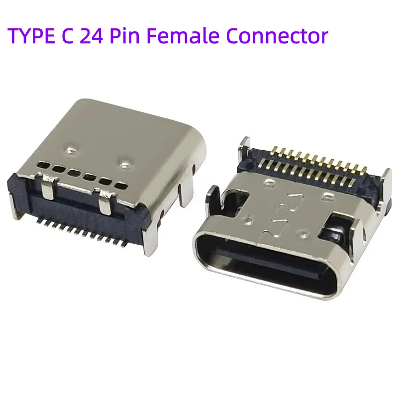 

10PCS USB3.1 TYPE-C 24P Female Socket Connector 24 Pin Horizontal type 4 Fixed pin Charging interface 24P connector