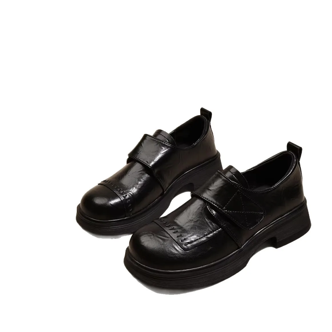 

Retro Black Thick Heel Round Head Women's Loafers Spring 2026 New Style British Style Shoes French Thick Heel Comfortable Flats