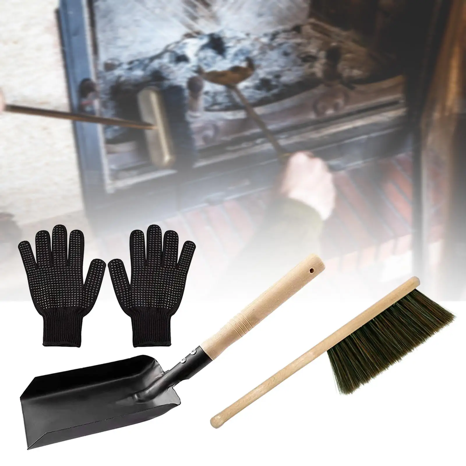 Fireplace Tools Set Gloves Wood Burner Accessories Fireside Heavy Duty Firepit