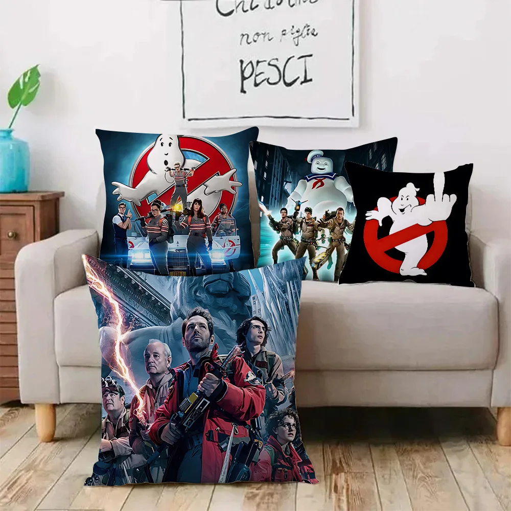 Movie Pillow Covers Cartoon Ghostbusters Sofa Decorative Home Double-sided Printing Short Plush Cute Cushion Cover