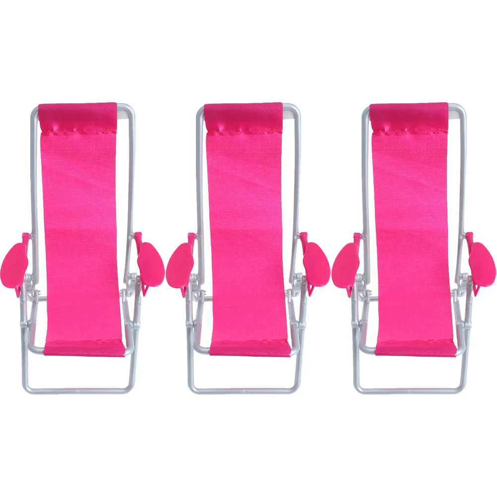 3Pcs Miniature Lounge Chair Detailed Craftsmanship Ideal for Mini House Beach Scene Decoration Foldable Space Saving