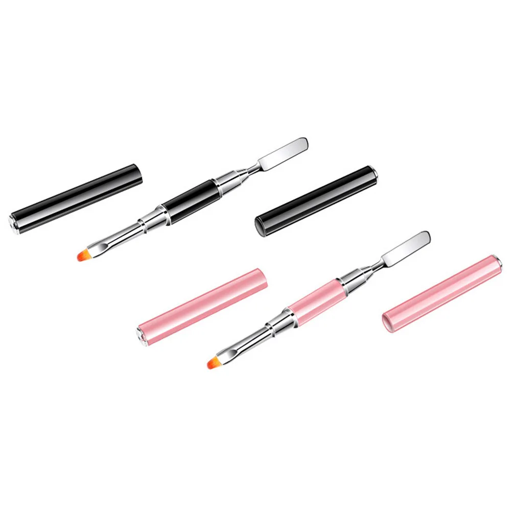 2Pcs Nail Extended Glue Pen Multi-Function Manicure Tool for Sparkling Nail Art Decoration Pen Pink Black