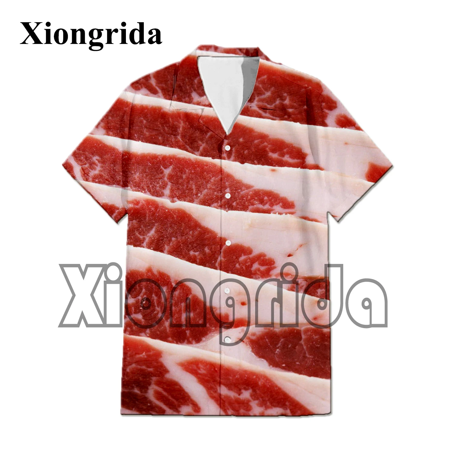 

Funny Meat Print Shirt Mens Raw Pork 3D Printed Short Sleeve T Shirt Novelty Graphics Casual Beach Top Streetwear Clothes