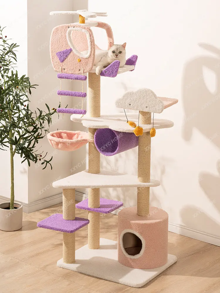 Cat Climbing Frame Cat Nest Cat Tree Integrated Four Seasons Universal Small Apartment Cat Toy Supplies Grinding Claw Board