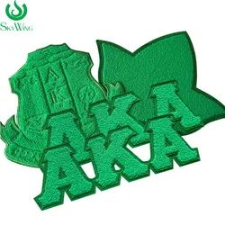 Large Size Embroidered Green Patch for Jacket, AKA Sorority Shield, Ivy Leaf Chenille, Heat Press, Iron on Patch for Jacket