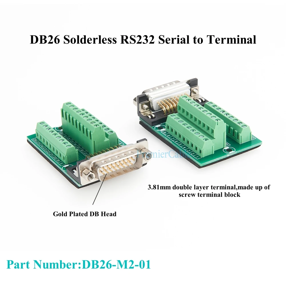 DB26 papan Breakout nirkabel blok Terminal jantan sekrup RS232 seri D-SUB ke papan modul papan PCB adaptor Port Maching 26pin