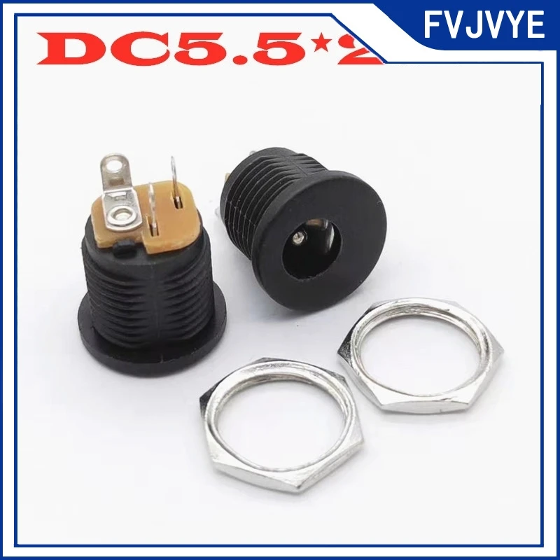 10/20/50pcs DC-022 DC Plug Jack Panel Mounting DC022 5.5x2.1mm 5.5x2.5mm DC Power Socket Connector with Screw Nut .A2
