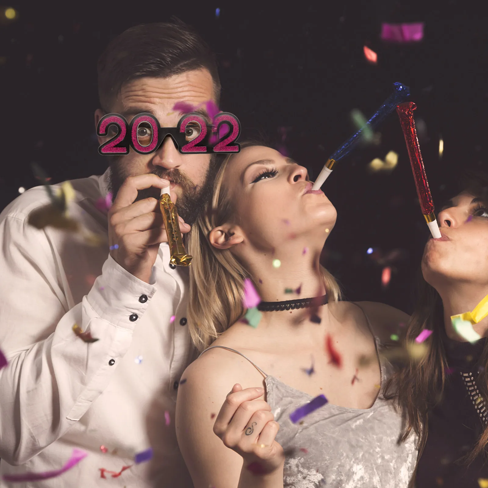 

4 Pcs New Year Party Eyeglasses Photo Props Neon Colors Lightweight PC Material Safe Beach Accessories