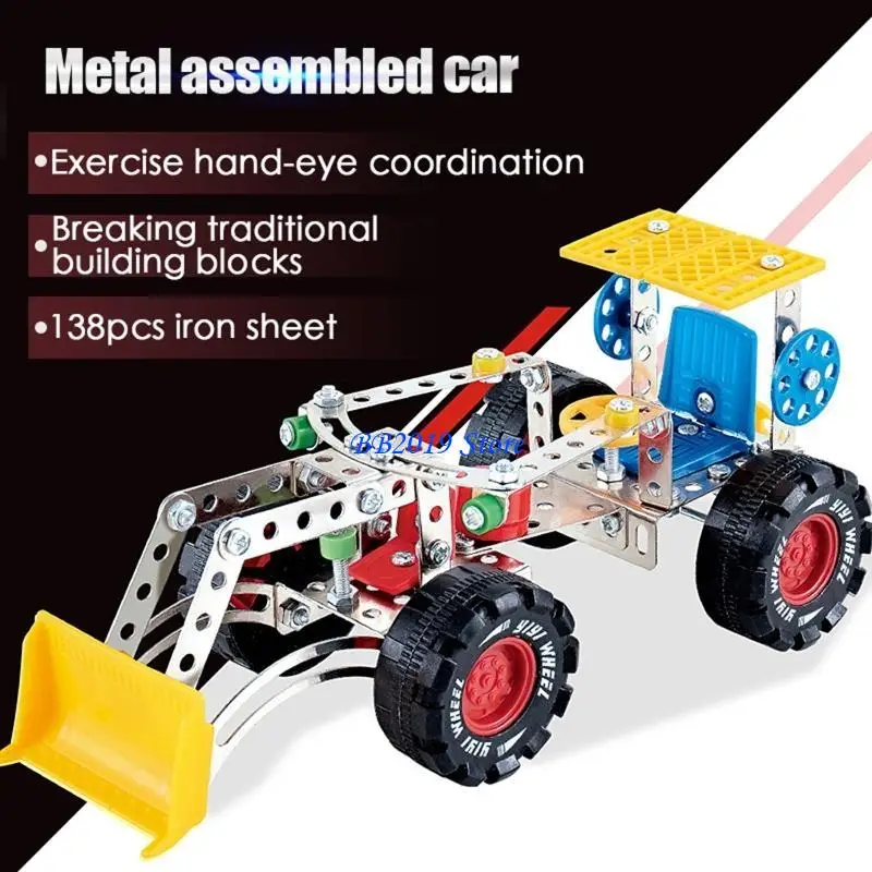 Q0KB 138PCS Creative Diy Building Toy Model Truck Kits Montagem fácil e brinquedo construção metal não aguardável para