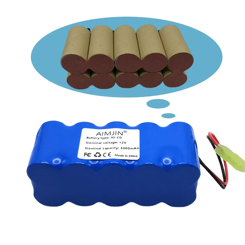 3000mAh 12V SC Ni-Cd  Rechargeable Battery for Rowenta, Robot Vacuum Cleaner, 12V, RH5488, RH846301, RH846901, RS-Rh5205